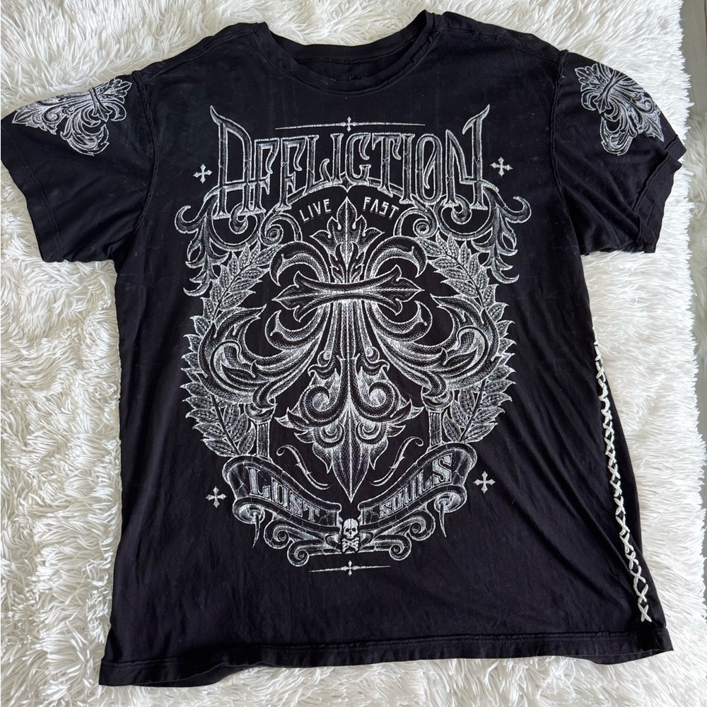 Affliction Black and White Graphic Tee